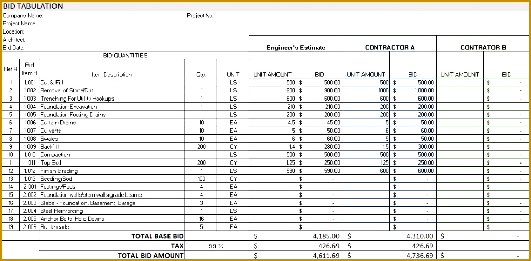Bid Tabulation SS JPG · Download Excel Template 5141043