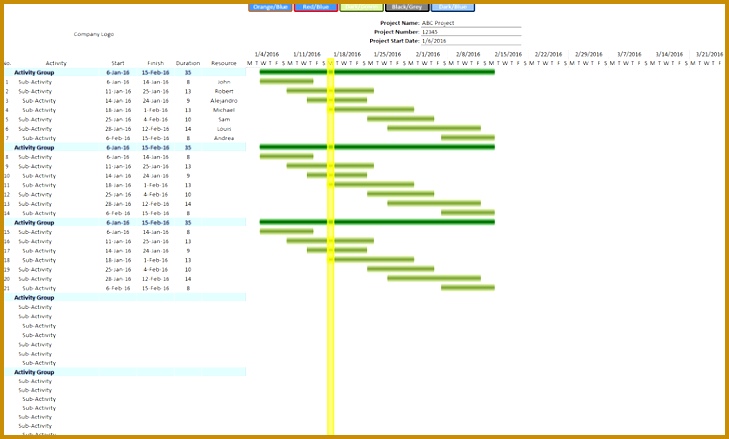 Project Schedule Gantt Chart 6 Day 439729