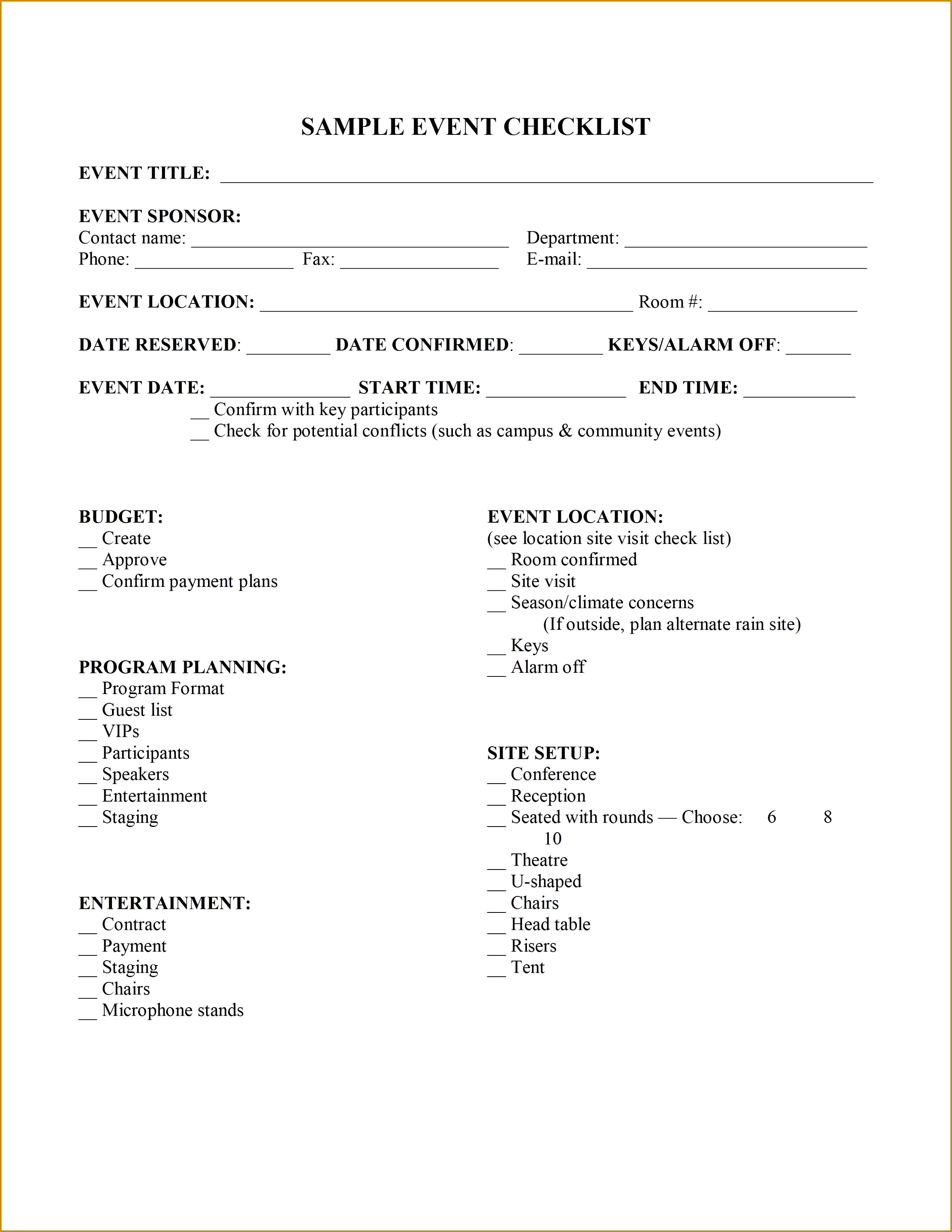 Event Planning Checklist Template Free 23713069