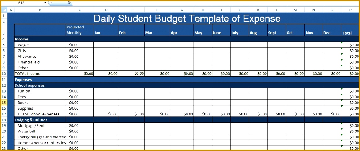 Daily Student Bud Template of Expense XLS 4891162