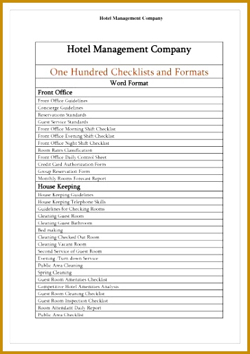 Georgeous Hotel Cleaning Checklist Template 364516