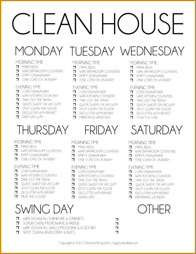 daily cleaning schedule 885684