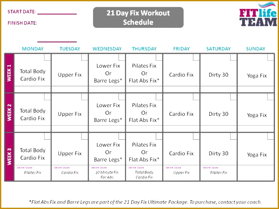 21 Day Fix Calendar 892669