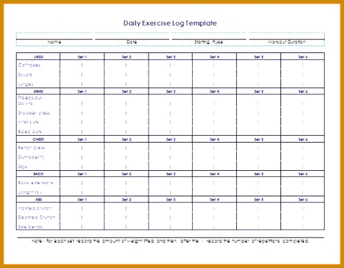 Workout Logs Daily Exercise Log Template 389498