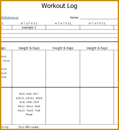 Daily Printable Fitness Workout Log Template Exceltimes 427390
