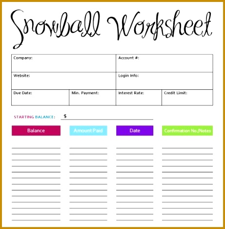 Debt Snowball Worksheet 461469