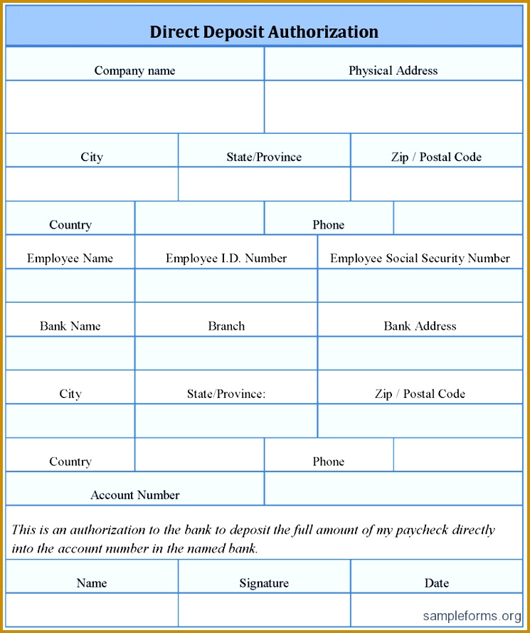 Direct Deposit Form Direct Deposit Form Template Free Direct Deposit Form Template Employee 745889