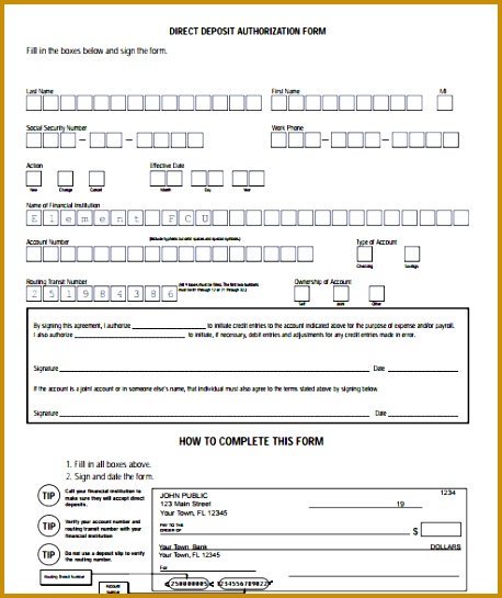 Generic Direct Deposit Form Template 1641 545458