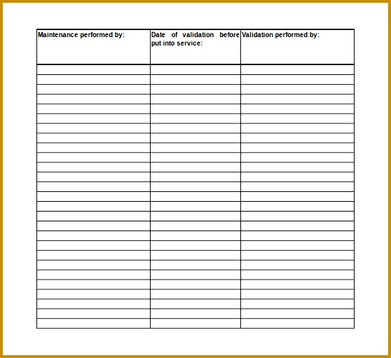 Equipment Maintenance Log Template Excel 511558
