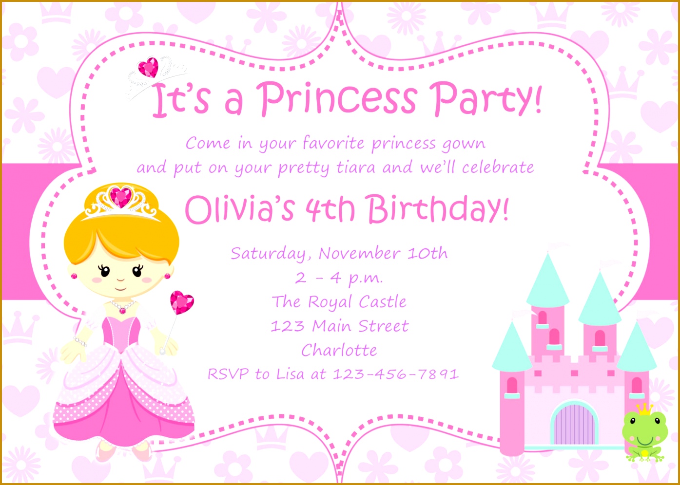 Create Princess Birthday Party Invitations Templates 9961395