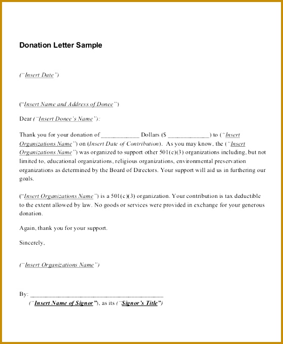 Sample Donation Receipt Letter 678558