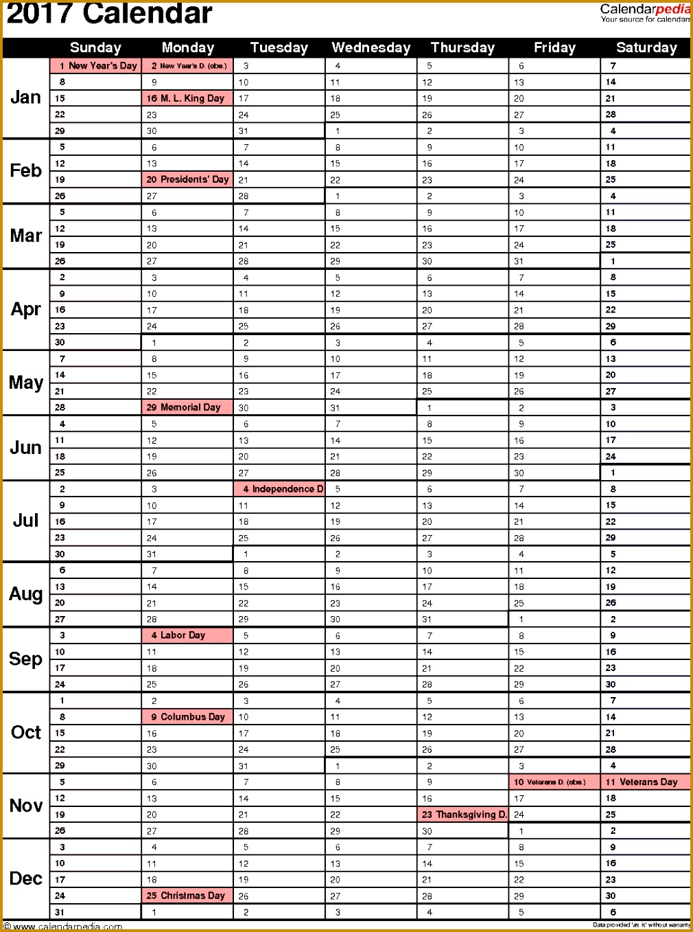 Download Excel template for 2017 calendar template 16 portrait orientation 1 page with 10101357