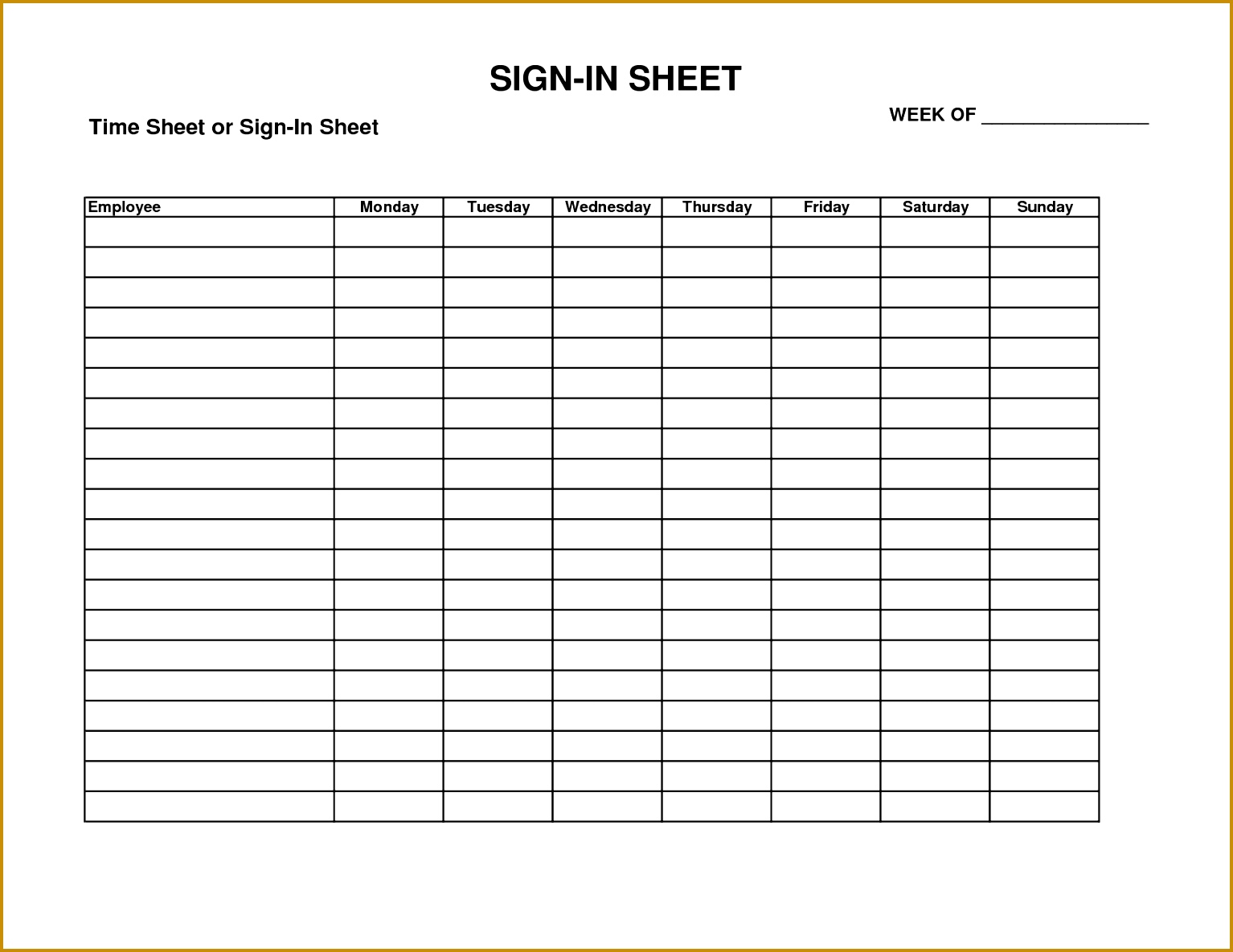 Work Sign in Sheet Template 11851534