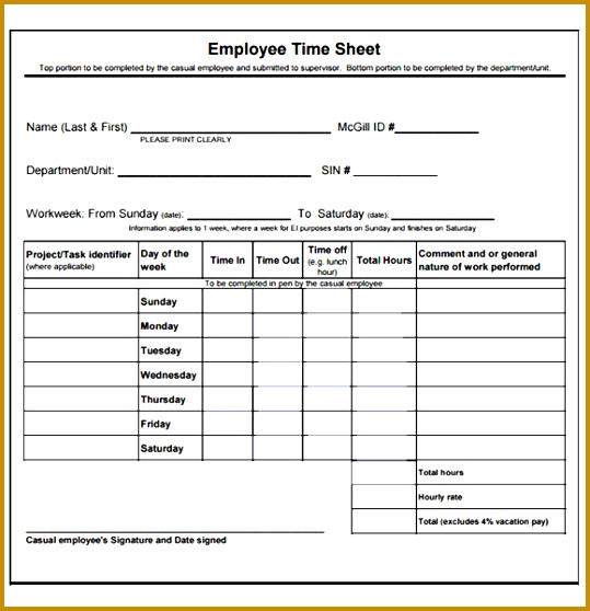 sample timesheet template word 558539