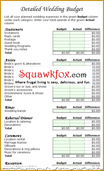 Free Wedding Bud Planner Spreadsheet 728443