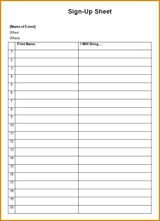 word sign up sheet 768558