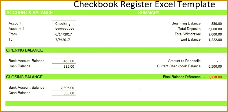 Checkbook Register Template Free Format and Features 789389