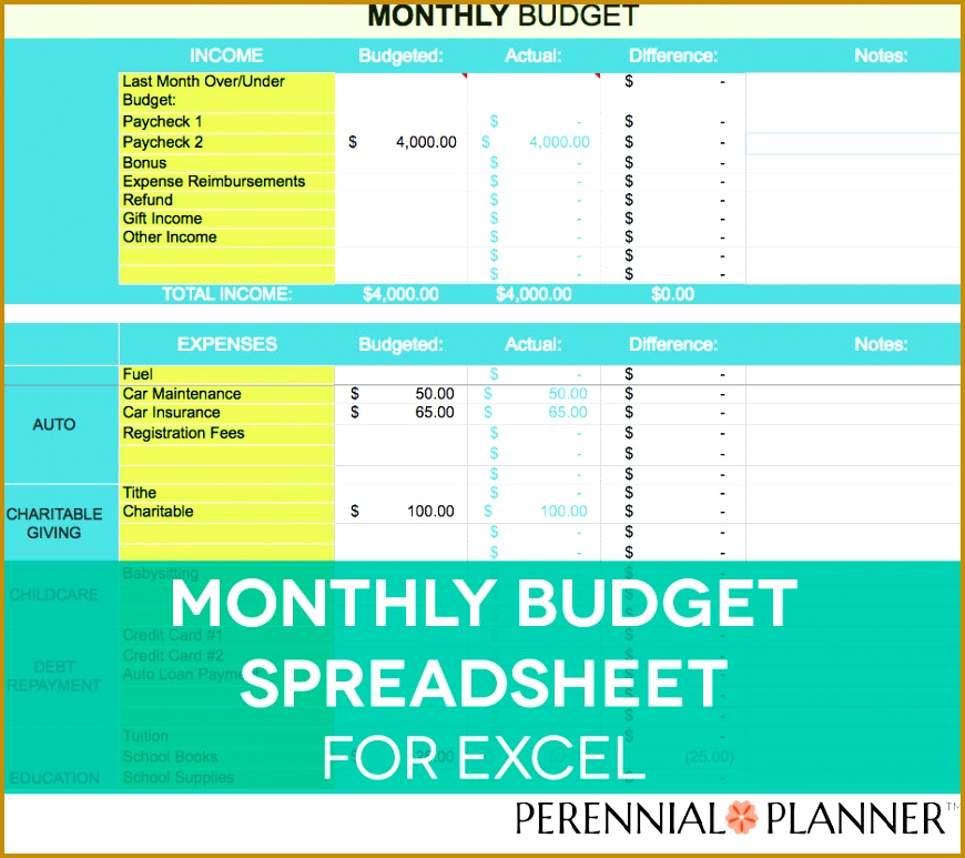 Monthly Bud Spreadsheet Household Money Tracker Microsoft Excel Template Home Finance Spending Calculator 773870