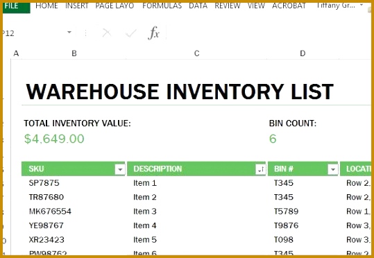 Warehouse Inventory Excel Template 372539