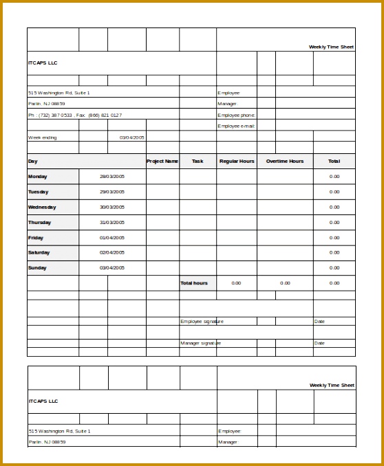 Weekly Time Card Template 678558