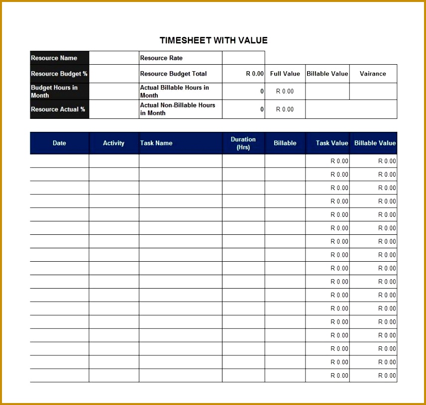 Printable Time sheet Template 08 814856