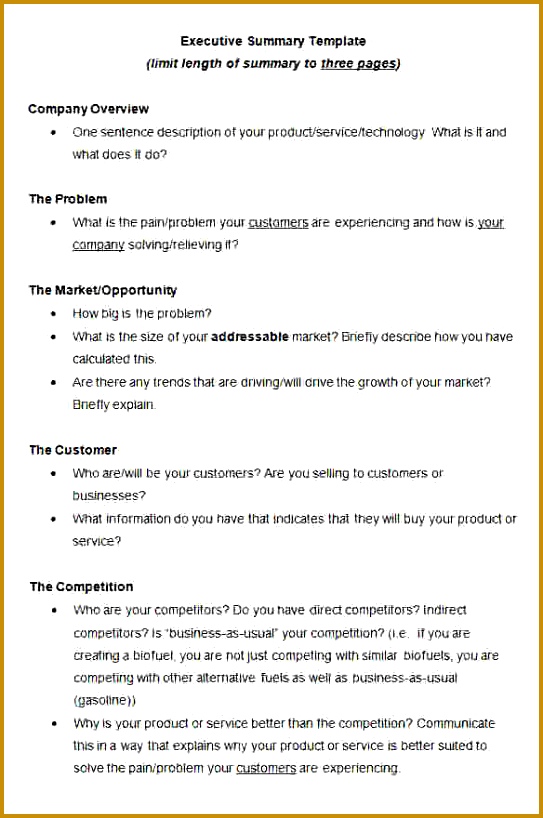 word executive summary template 818543