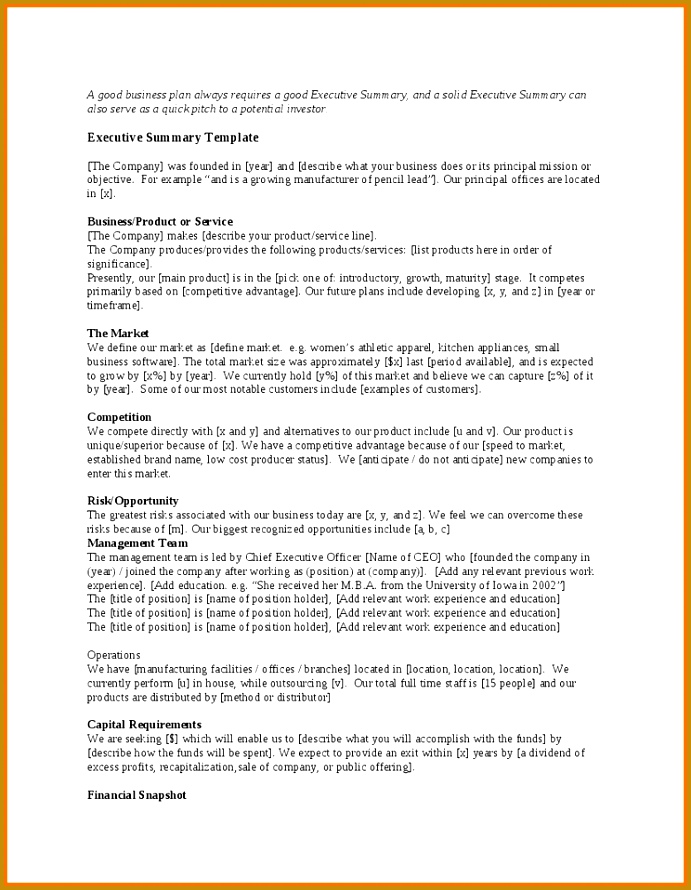 8 executive summary template 890691