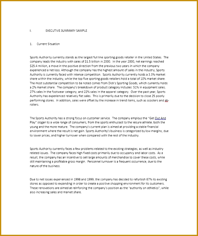 executive summary examples 789660