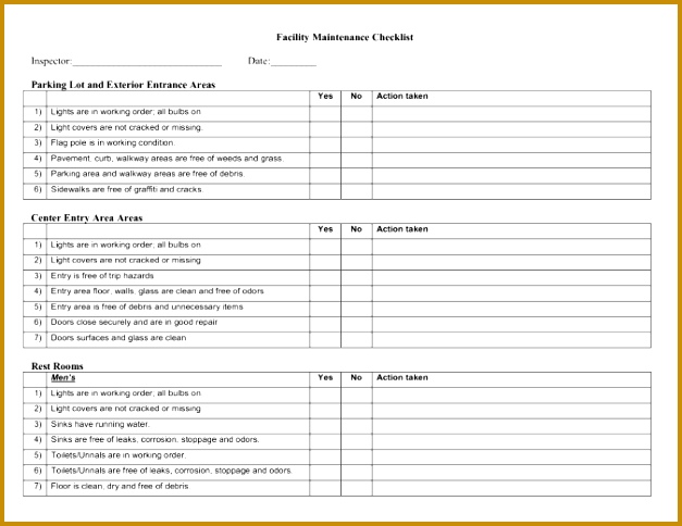 7 Facility Maintenance Checklist Templates 627484