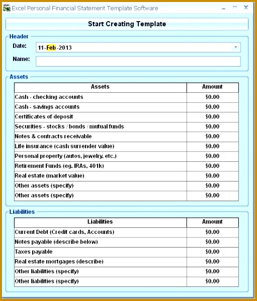 Business Financial Statement Template Excel Personal Financial Statement Template Excel Best Business Template Templates 597511