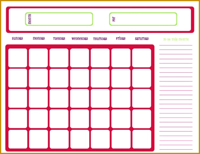 Fitness Calendar Printable 522677
