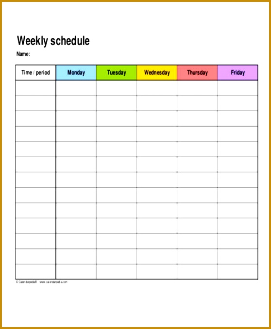 Blank Weekly Workout Schedule Template 678558