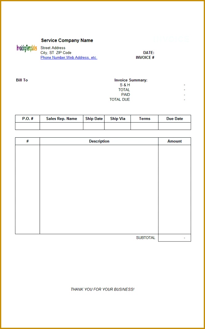 Billing Form Template Medical Invoice Template 1 Generic Service Bill Sample 2 6671071