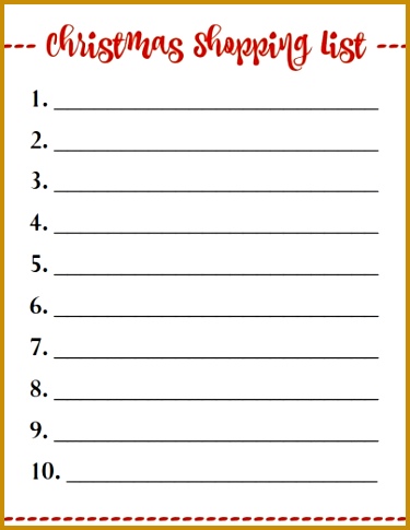 Printable Christmas Shopping list template 485375