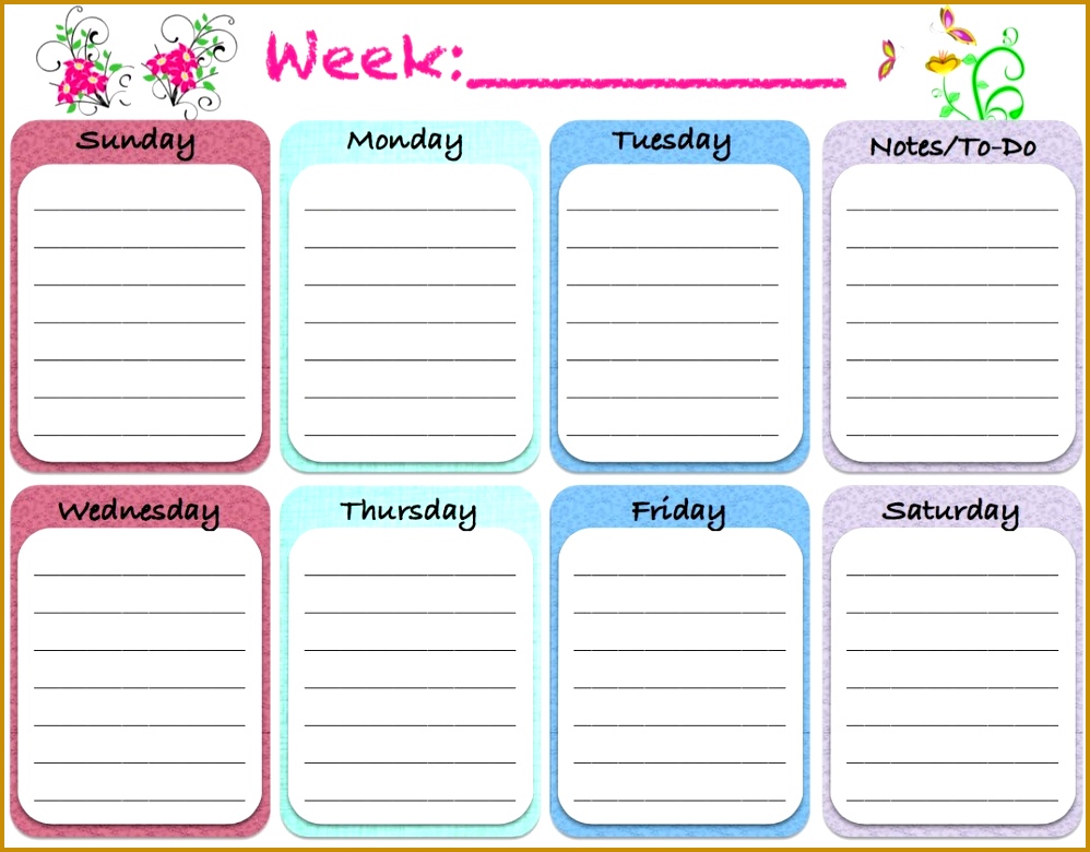 Weekly Blank Calendar Template 5 998780