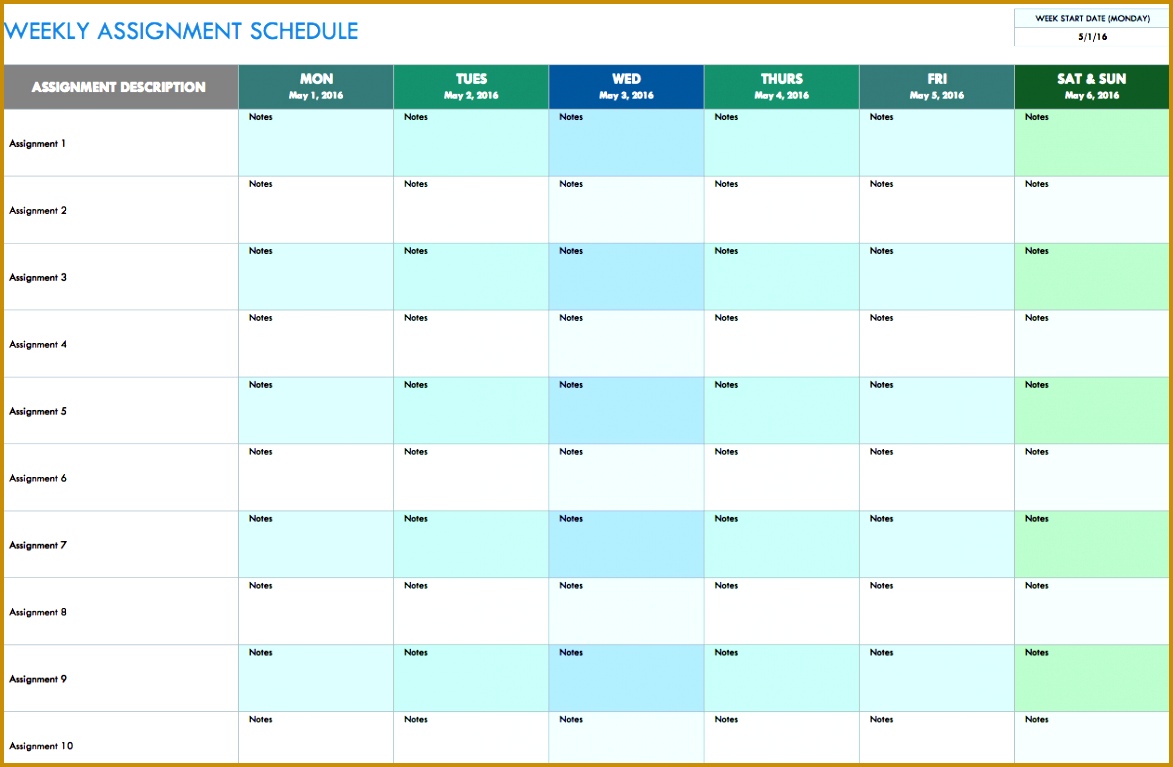 Weekly Assignment Template 7671173