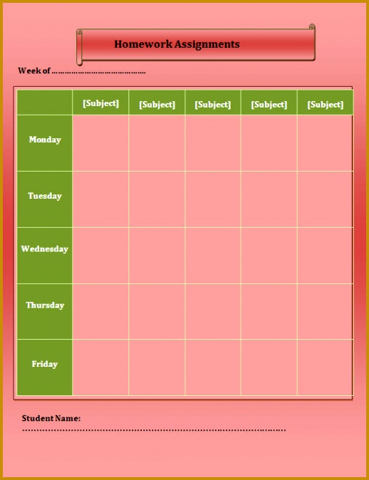 homework calendar templates 674518