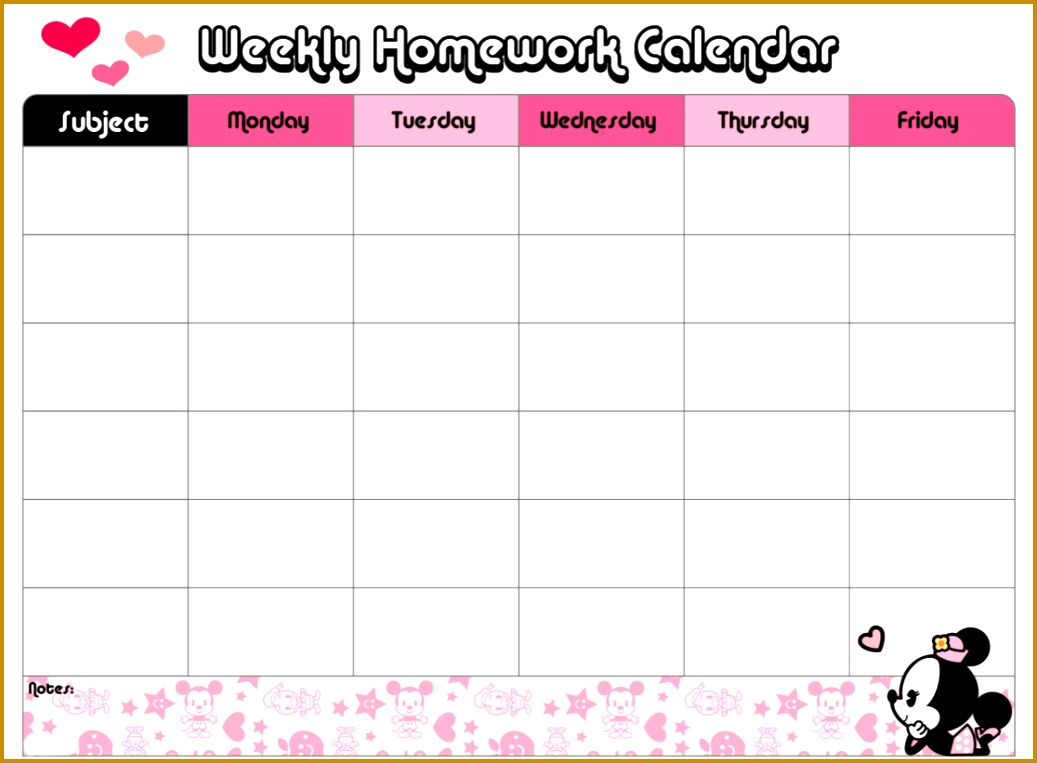 homework calendar template 7631037