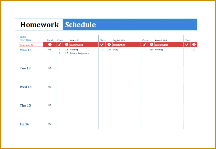 homework schedule template 520752