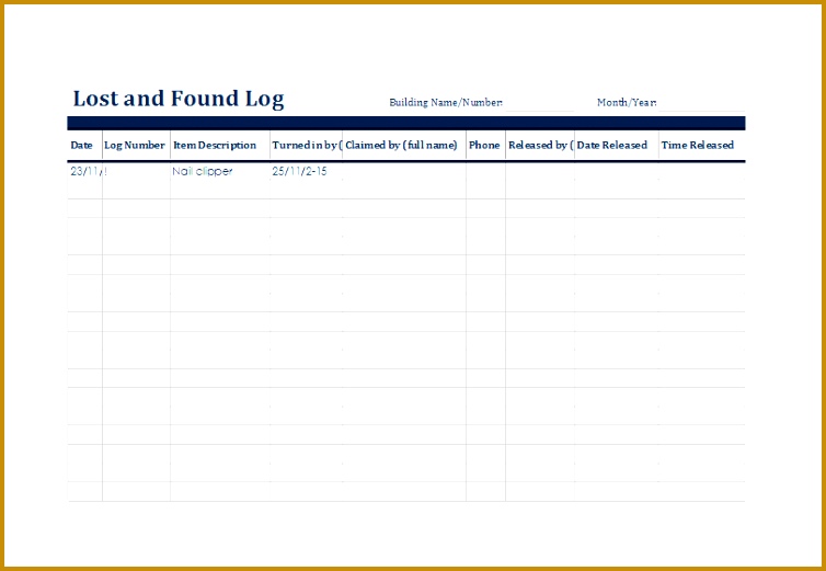 lost and found log 754521