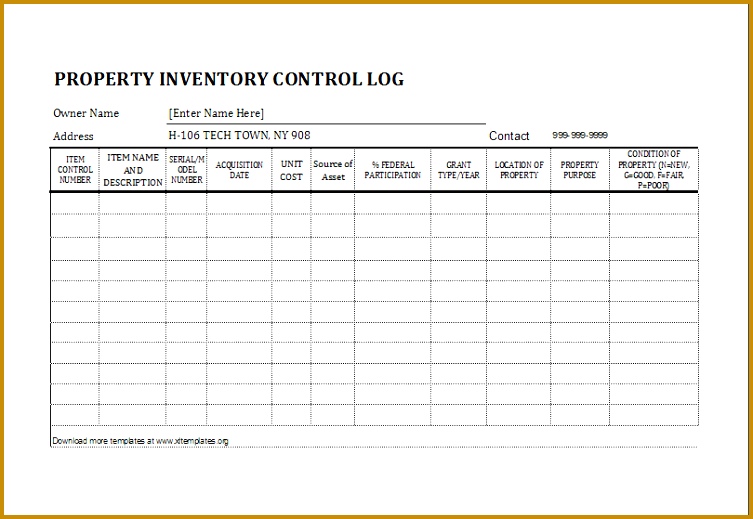 property inventory log 519753