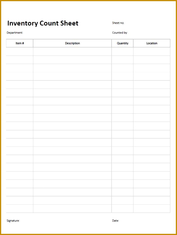 Inventory Count Sheet Template 606804
