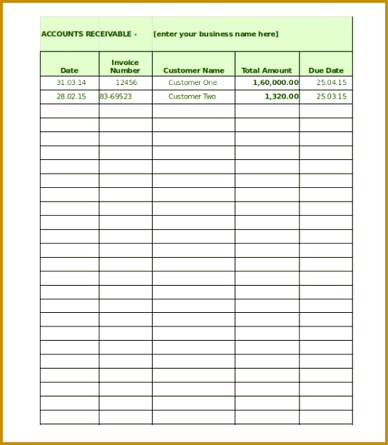 Accounts Receivable Ledger Spreadsheet Template Download 623544
