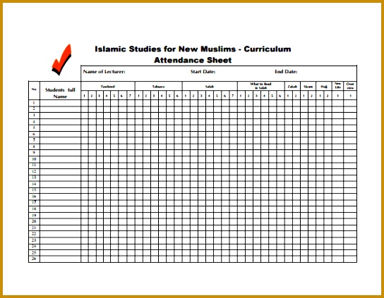 Student Attendance Sheet Free PDF Template Download 423544