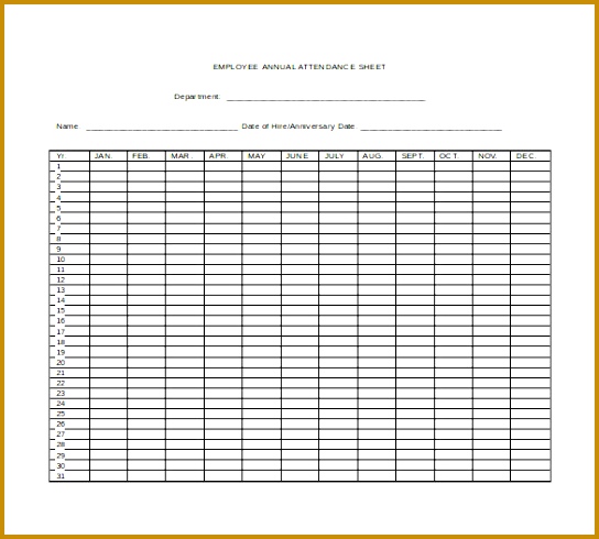 Employee Annual Attendance Sheet Free Word Download 544490