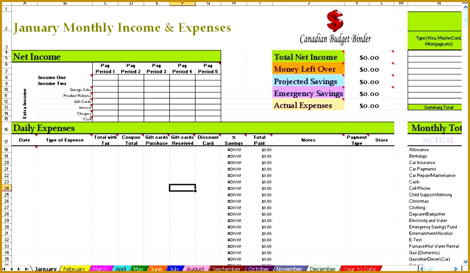 Canadian Bud Binder Bud Spreadsheet 552952
