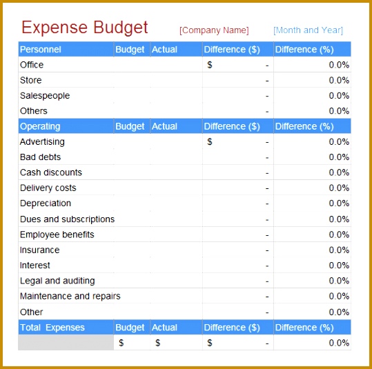 Expense Spreadsheet Template 535539