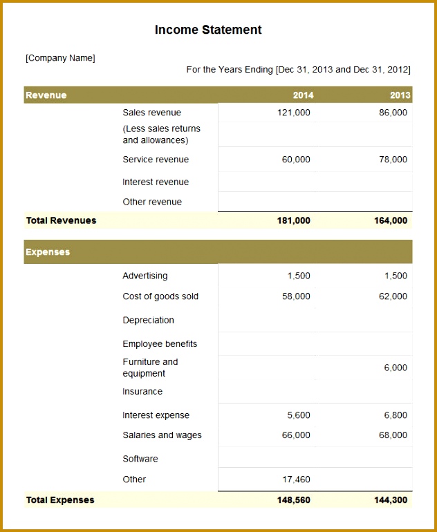 In e Statement Template 5 Free Excel PDF Documents Download fuvg6 Sample In e Statement Template Free Download 632770