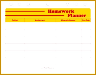Printable Student Planner — Homework 251324