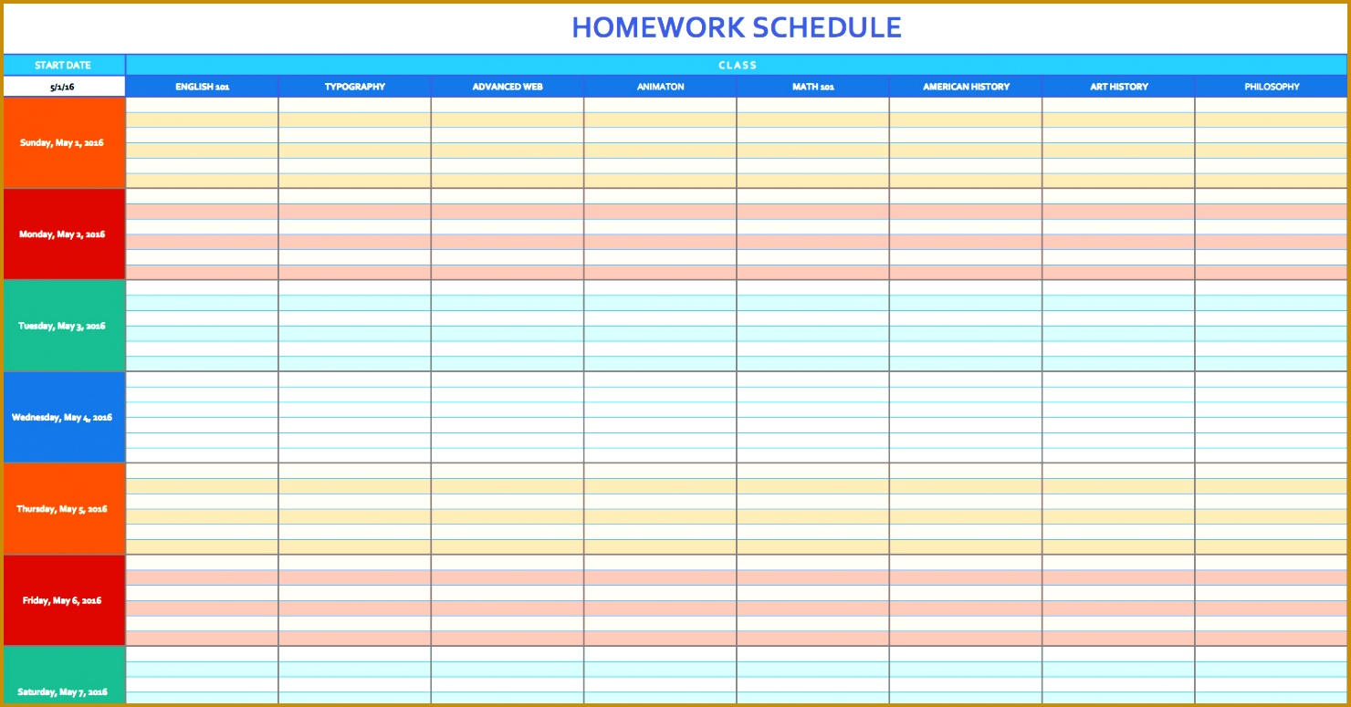 weekly planner excel 1480775